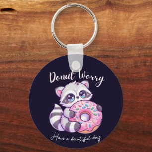 Doughnut Worry Cute Kawaii Racoon  Key Ring