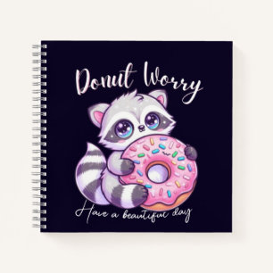 Doughnut Worry Cute Kawaii Racoon Notebook