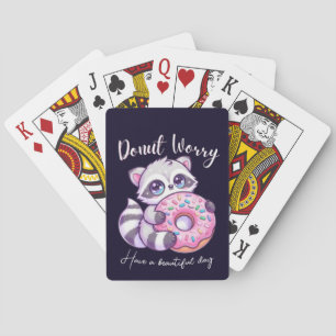 Doughnut Worry Cute Kawaii Racoon  Playing Cards