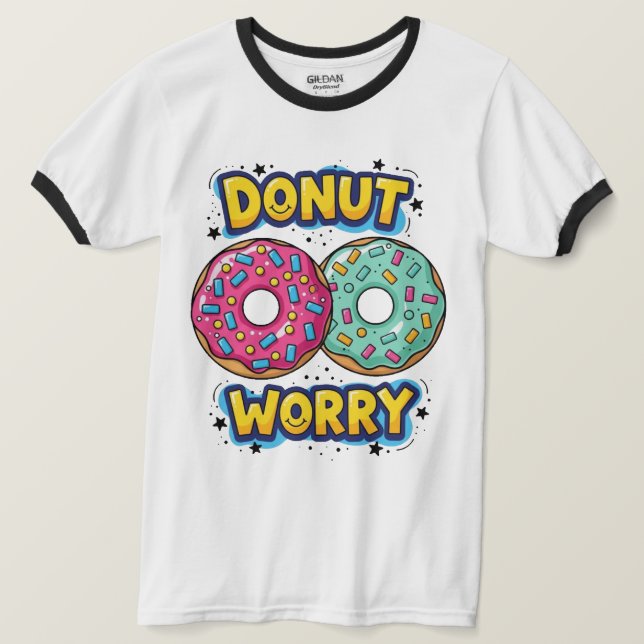 Doughnut Worry Ringer T-Shirt (Design Front)
