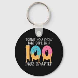 Doughnut You Know This Girl Is A 100 Days Smarter  Key Ring