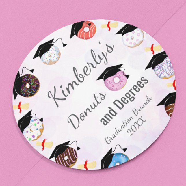 Doughnuts and Degrees Graduation Brunch Classic Round Sticker (Creator Uploaded)