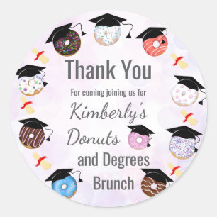 Doughnuts and Degrees Graduation Brunch Thank You Classic Round Sticker
