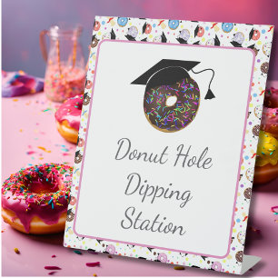 Doughnuts and Degrees Graduation Doughnut Dipping Pedestal Sign