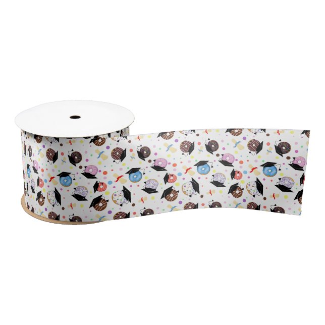 Doughnuts and Degrees Graduation Pattern Satin Ribbon (Spool)