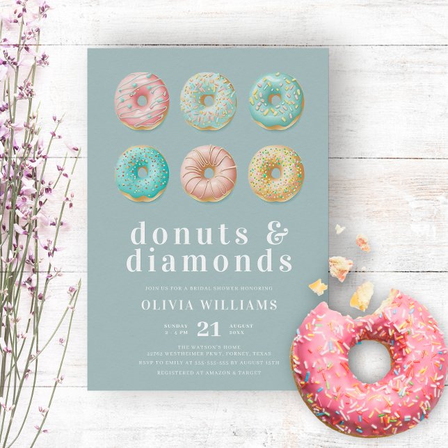 Doughnuts and Diamonds Chic Mint Green Bridal Show Invitation (Creator Uploaded)