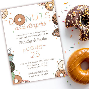 Doughnuts and Diapers Baby Boy Couples Shower Invitation