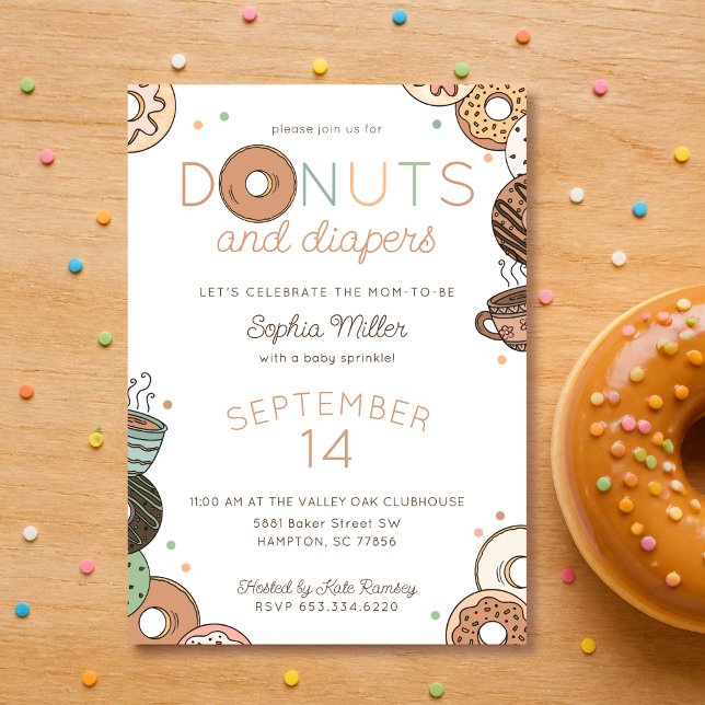 Doughnuts and Diapers Baby Boy Sprinkle Shower Invitation (Creator Uploaded)