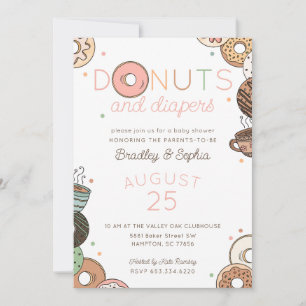 Doughnuts and Diapers Baby Girl Couples Shower Invitation