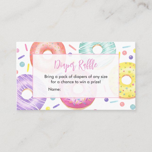 Doughnuts and Diapers Baby Shower Diaper Raffle Business Card (Front)