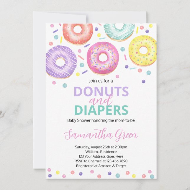Doughnuts and Diapers Baby Shower Invitation (Front)