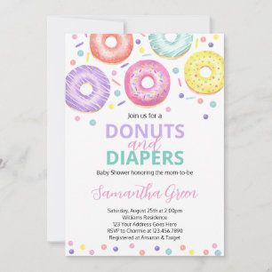 Doughnuts and Diapers Baby Shower Invitation