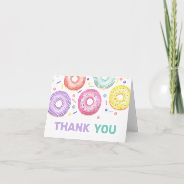 Doughnuts and Diapers Baby Shower Thank You Card (Front)