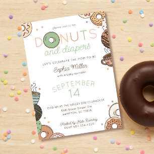 Doughnuts and Diapers Baby Sprinkle Shower Invitation