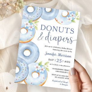 Doughnuts and Diapers Blue Boy Baby Shower Invitation