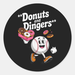 Doughnuts And Dingers Baseball Fan Humour Doughnut Classic Round Sticker