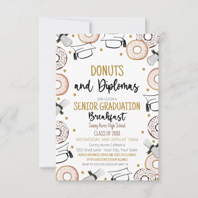 Doughnuts and Diplomas Graduation Celebration Invitation (Front)