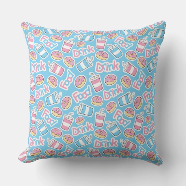 Doughnuts And Drinks Pattern Cushion (Front)