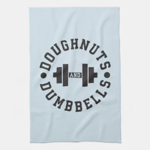 Doughnuts and Dumbbells - Carbs - Funny Workout Tea Towel