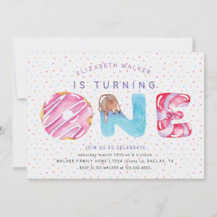 Doughnuts and Sprinkles first birthday invitation