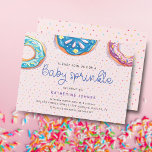 Doughnuts And Sprinkles Pink Baby Shower Invitatio<br><div class="desc">Colourful sprinkles background with a decorative script "baby sprinkle" paired with doughnuts and candy illustrations. All your custom information is written in a sans serif font. Check out our store where you can mix and match matching items.</div>