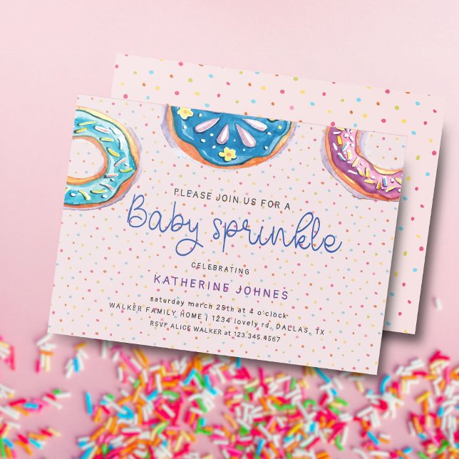 Doughnuts And Sprinkles Pink Baby Shower Invitatio (Creator Uploaded)