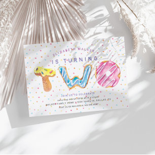 Doughnuts And Sprinkles Second Birthday Invitation