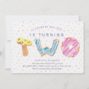 Doughnuts and Sprinkles second birthday invitation