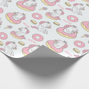 Doughnuts and Unicorns Whimsical Pattern Wrapping Paper
