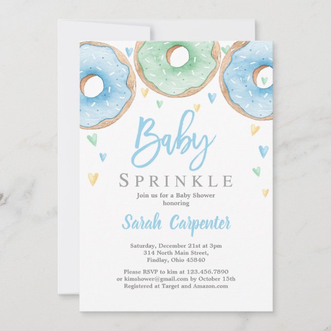 Doughnuts Baby Shower boy Invitation (Front)