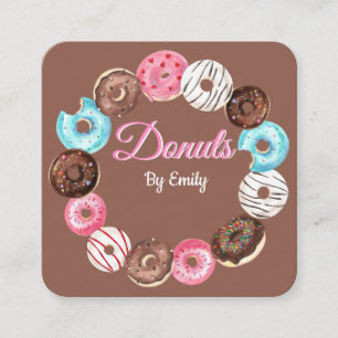 Doughnuts Bakery Square Business Card