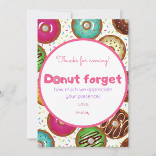 Doughnuts Birthday Party Thank You Card