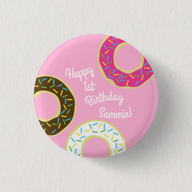 Doughnuts Colourful Doughnuts1st Birthday Party Th 3 Cm Round Badge (Front)