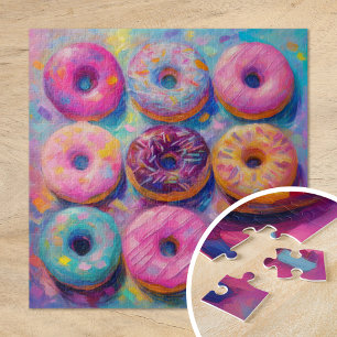 Doughnuts Colourful Modern Abstract Art Jigsaw Puzzle