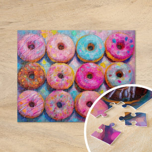 Doughnuts Colourful Modern Abstract Art Jigsaw Puzzle