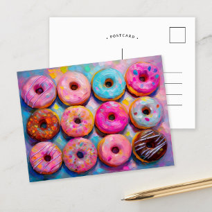 Doughnuts Colourful Modern Abstract Art Postcard
