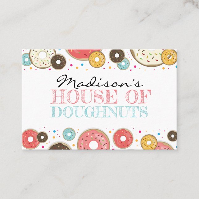 Doughnuts Colourful Pattern Business Card (Front)