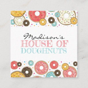 Doughnuts Colourful Pattern Square Business Card