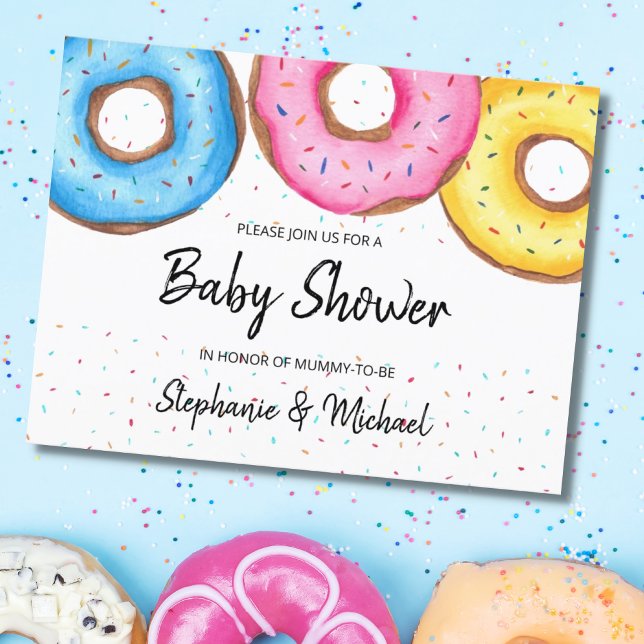  Doughnuts Couples Baby Shower Invitation Postcard (Creator Uploaded)