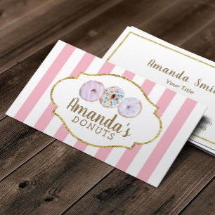 Doughnuts Cupcake Bakery Pastry Chef Pink Stripes Business Card