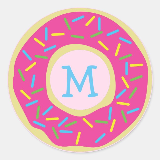 Doughnuts Cute Kid Monogram Envelope Sticker Dough (Front)