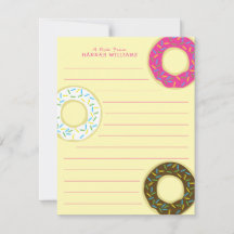 Doughnuts Cute Kid's Flat Stationary Cards Doughnu