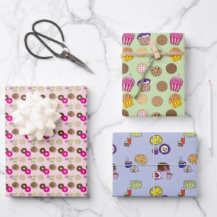 Doughnuts, doughnuts, cakes, pies, cupcakes wrapping paper sheet
