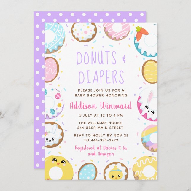 Doughnuts Easter Baby Shower Invitation (Front/Back)