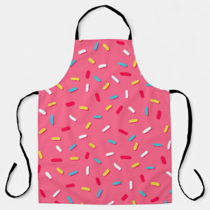 Doughnut's glaze seamless pattern, pink background apron