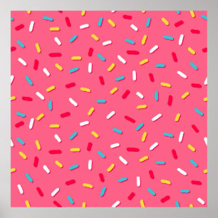 Doughnut's glaze seamless pattern, pink background poster