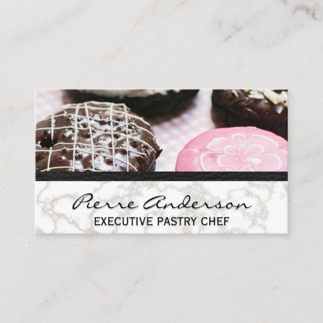 Doughnuts | Gold Marble | Leather Upholster Loyalty Card (Front)