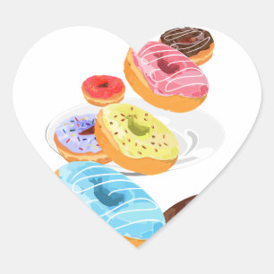 Doughnuts Heart Sticker
