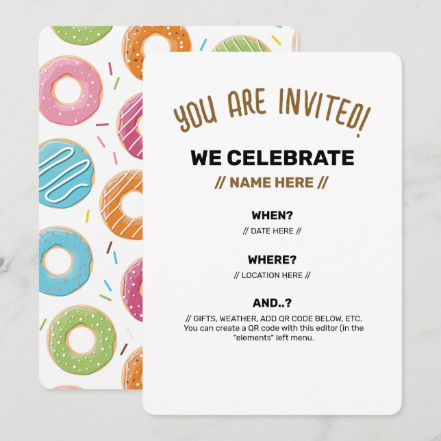 doughnuts invitation (Front/Back)