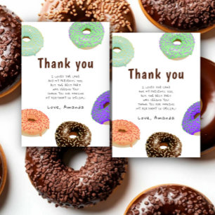 Doughnuts Kids birthday party thank you Card